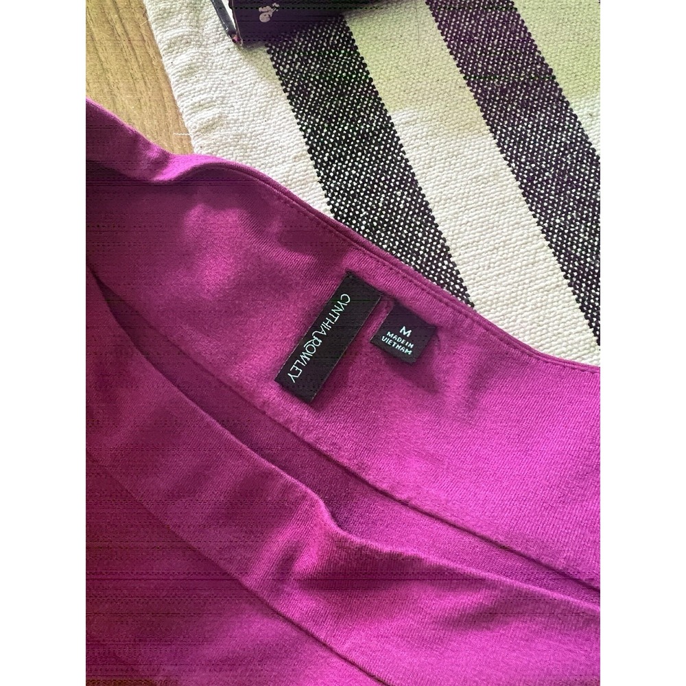 Cynthia Rowley Dress Pink Knit Stretch dress Sz Medium Boat Neck Loop sleeve - Picture 8 of 9
